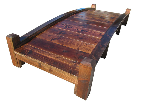 Wooden Garden Bridge with Low Rails Commercial Grade 12 ft. - SamsGazebos Handcrafted Garden Structures