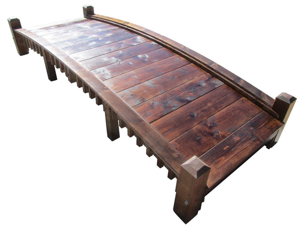 Wooden Garden Bridge with Low Rails Commercial Grade 12 ft. - SamsGazebos Handcrafted Garden Structures