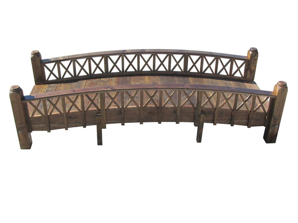 Swan Garden Bridge Medium Cross Halving Lattice Rails Commercial Grade 12 ft. - SamsGazebos Handcrafted Garden Structures