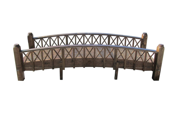 Swan Garden Bridge Medium Cross Halving Lattice Rails Commercial Grade 12 ft. - SamsGazebos Handcrafted Garden Structures