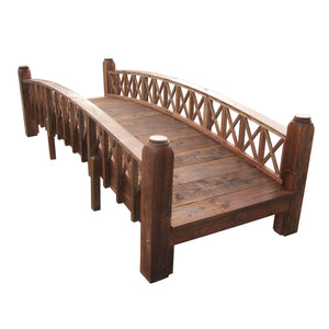 Swan Garden Bridge Medium Cross Halving Lattice Rails Commercial Grade 12 ft. - SamsGazebos Handcrafted Garden Structures