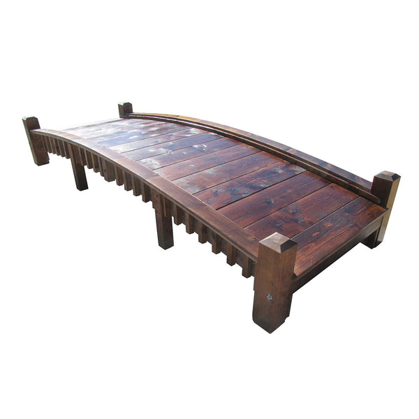 Wooden Garden Bridge with Low Rails Commercial Grade 12 ft. - SamsGazebos Handcrafted Garden Structures