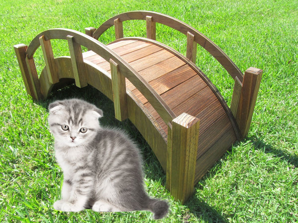 Miniature Japanese Wooden Garden Bridge 25 In. Brown - SamsGazebos Handcrafted Garden Structures
