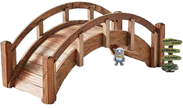 Miniature Japanese Wooden Garden Rainbow Bridge 25 Inch Brown - SamsGazebos Handcrafted Garden Structures