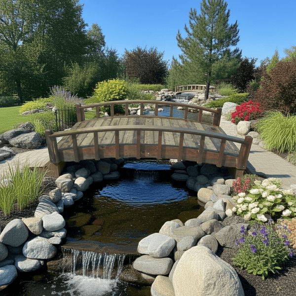 Japanese Wood Garden Bridge 8 ft. - SamsGazebos Handcrafted Garden Structures