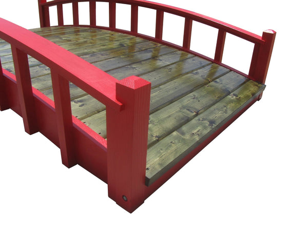 Japanese Wood Garden Bridge 8 ft. x 4 ft. 400 lb. load capacity - SamsGazebos Handcrafted Garden Structures