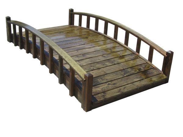 Japanese Wood Garden Bridge 8 ft. x 4 ft. 400 lb. load capacity - SamsGazebos Handcrafted Garden Structures