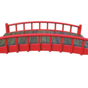 Japanese Wood Garden Bridge 8 ft. x 4 ft. 400 lb. load capacity (CLEARANCE, Photoshoot Model) - SamsGazebos Handcrafted Garden Structures