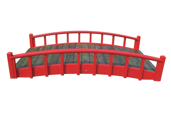 Japanese Wood Garden Bridge 8 ft. x 4 ft. 400 lb. load capacity (CLEARANCE, Photoshoot Model) - SamsGazebos Handcrafted Garden Structures