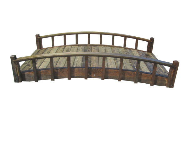 Japanese Wood Garden Bridge 8 ft. x 4 ft. 400 lb. load capacity - SamsGazebos Handcrafted Garden Structures