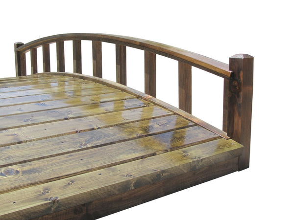 Japanese Wood Garden Bridge 8 ft. x 4 ft. 400 lb. load capacity - SamsGazebos Handcrafted Garden Structures