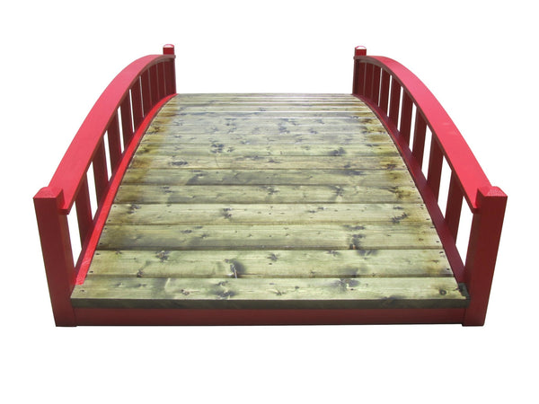 Japanese Wood Garden Bridge 8 ft. x 4 ft. 400 lb. load capacity - SamsGazebos Handcrafted Garden Structures