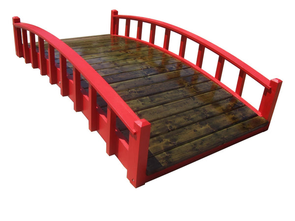 Japanese Wood Garden Bridge 8 ft. x 4 ft. 400 lb. load capacity (CLEARANCE, Photoshoot Model) - SamsGazebos Handcrafted Garden Structures