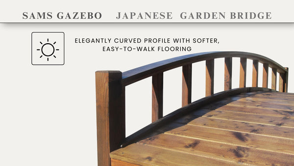 Japanese Wood Garden Bridge 8 ft. - SamsGazebos Handcrafted Garden Structures