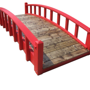 Japanese Wood Garden Bridge 8 ft. (CLEARANCE, Photoshoot Model) - SamsGazebos Handcrafted Garden Structures