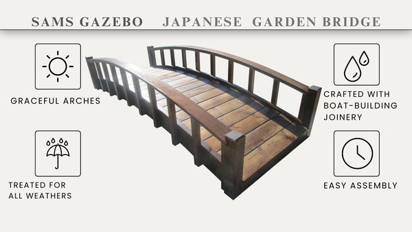 Japanese Wood Garden Bridge 8 feet