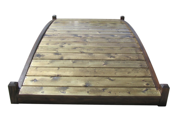 Zen Japanese Wood Garden Bridge 8 ft. x 4 ft. 400 lb. Load Capacity - SamsGazebos Handcrafted Garden Structures