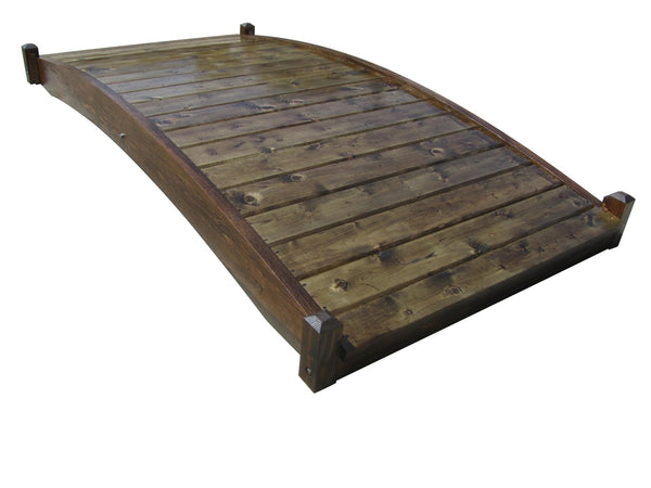 Zen Japanese Wood Garden Bridge 8 ft. x 4 ft. 400 lb. Load Capacity - SamsGazebos Handcrafted Garden Structures