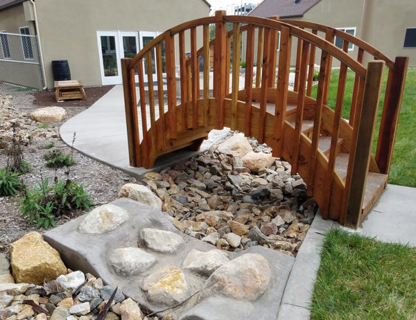 Imperial Wooden Garden Bridge with Stairs 8 ft. - SamsGazebos Handcrafted Garden Structures