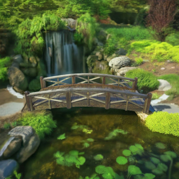 Chelsea Wood Garden Bridge 8 ft. - SamsGazebos Handcrafted Garden Structures