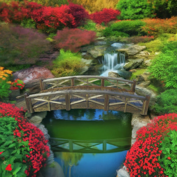 Chelsea Wood Garden Bridge 8 ft. - SamsGazebos Handcrafted Garden Structures