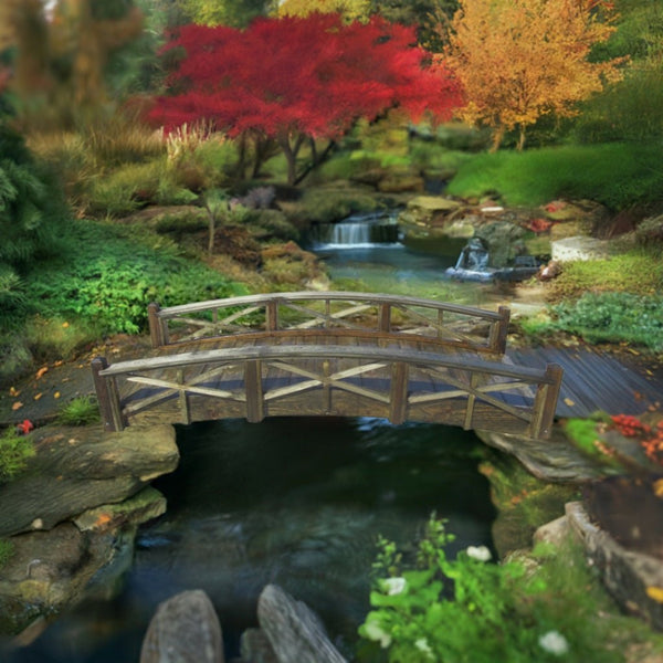 Chelsea Wood Garden Bridge 8 ft. - SamsGazebos Handcrafted Garden Structures