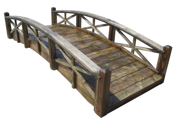 Chelsea Wood Garden Bridge 8 ft. (CLEARANCE Floor Model) - SamsGazebos Handcrafted Garden Structures