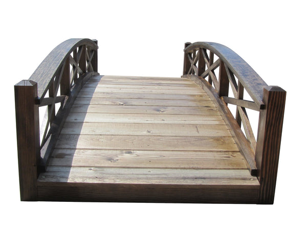 Chelsea Wood Garden Bridge 8 ft. (CLEARANCE Floor Model) - SamsGazebos Handcrafted Garden Structures