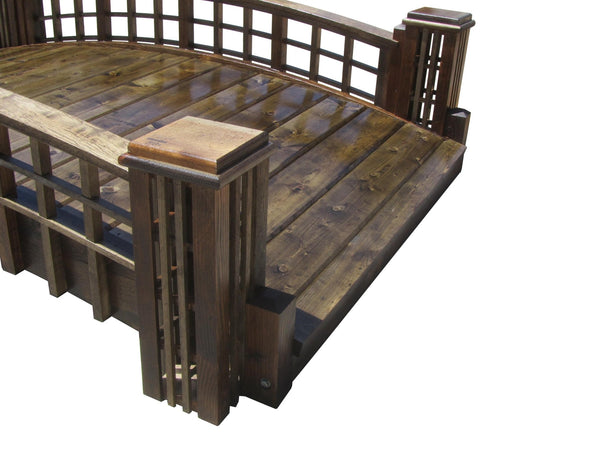 Garden Bridge with Cross Halving Grid Lattice and 4 Trellis Posts 7 ft. x 4 ft. 400 lb. Load Capacity - SamsGazebos Handcrafted Garden Structures