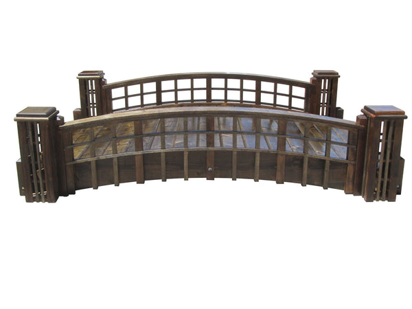 Garden Bridge with Cross Halving Grid Lattice and 4 Trellis Posts 7 ft. x 4 ft. 400 lb. Load Capacity - SamsGazebos Handcrafted Garden Structures