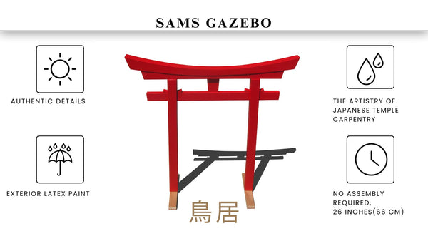 Miniature Japanese Shinto Torii Gate 26 Inches - SamsGazebos Handcrafted Garden Structures