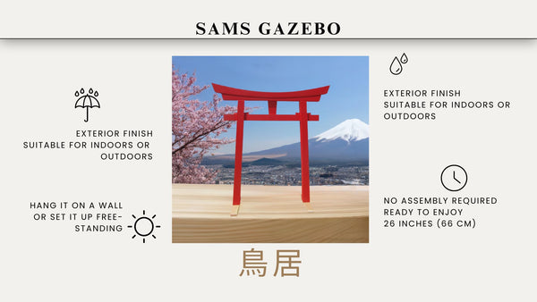 Miniature Japanese Shinto Torii Gate 26 Inches - SamsGazebos Handcrafted Garden Structures