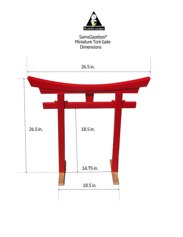 Miniature Japanese Shinto Torii Gate 26.5 In. - SamsGazebos Handcrafted Garden Structures