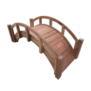 Miniature Japanese Wooden Garden Rainbow Bridge 25 Inch Brown - SamsGazebos Handcrafted Garden Structures