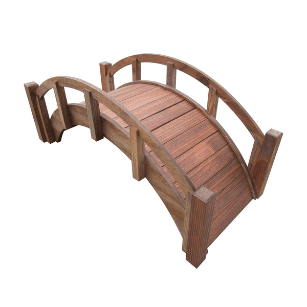 Miniature Japanese Wooden Garden Rainbow Bridge 25 Inch Brown - SamsGazebos Handcrafted Garden Structures