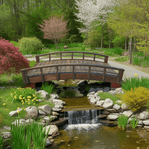 Monet's Japanese bridge 8 ft. x 4 ft. 400 lb. Load Capacity - SamsGazebos Handcrafted Garden Structures