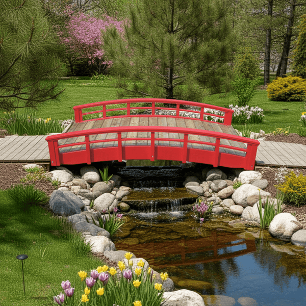 Monet's Japanese bridge 8 ft. x 4 ft. 400 lb. Load Capacity (CLEARANCE floor model) - SamsGazebos Handcrafted Garden Structures