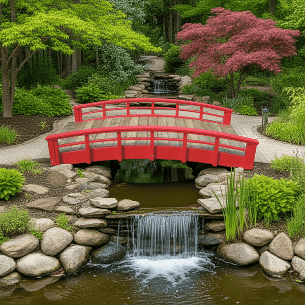 Monet's Japanese bridge 8 ft. x 4 ft. 400 lb. Load Capacity (CLEARANCE floor model) - SamsGazebos Handcrafted Garden Structures