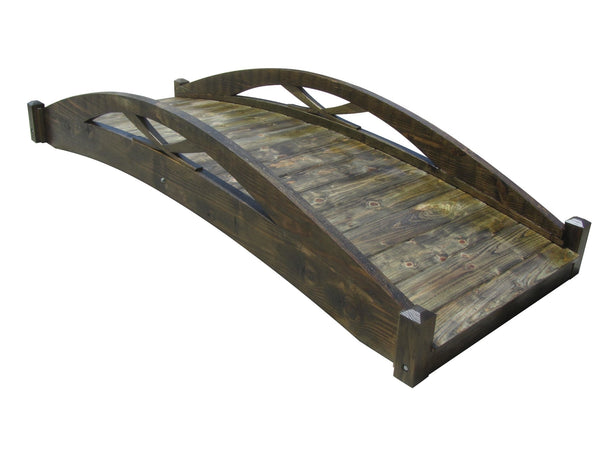 Musashi Japanese wood garden bridge 8 ft. - SamsGazebos Handcrafted Garden Structures