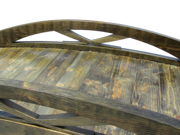 Musashi Japanese wood garden bridge 8 ft. - SamsGazebos Handcrafted Garden Structures