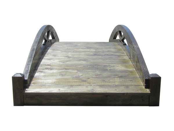 Musashi Japanese wood garden bridge 8 ft. - SamsGazebos Handcrafted Garden Structures