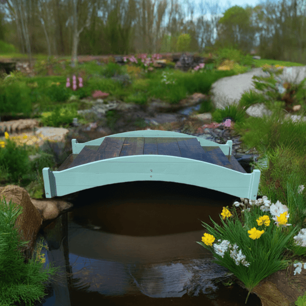 Venice Wood Bridge with Stairs 8 ft. (FLOOR MODEL CLEARANCE) - SamsGazebos Handcrafted Garden Structures