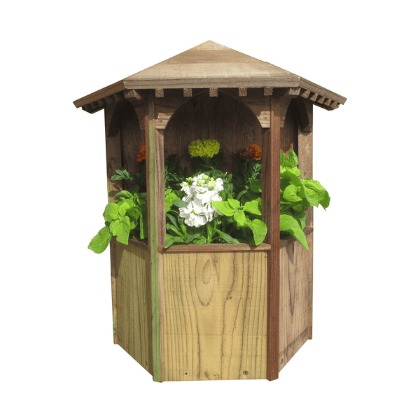 Wall Mount English Garden Style Wooden Gazebo Planter - SamsGazebos Handcrafted Garden Structures