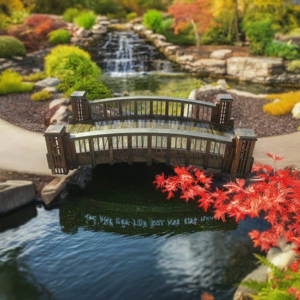 Garden Bridge with 4 Trellis Posts 7 ft. - SamsGazebos Handcrafted Garden Structures