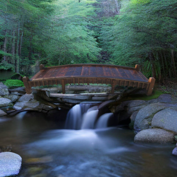 Wooden Garden Bridge with Low Rails Commercial Grade 12 ft. - SamsGazebos Handcrafted Garden Structures
