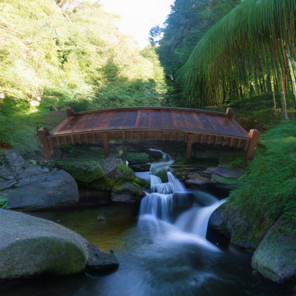 Wooden Garden Bridge with Low Rails Commercial Grade 12 ft. - SamsGazebos Handcrafted Garden Structures