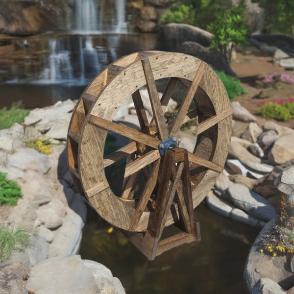 Small Japanese Wooden Water Wheel 30 Inches - SamsGazebos Handcrafted Garden Structures