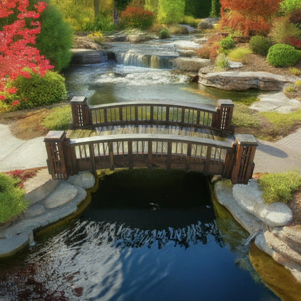 Garden Bridge with 4 Trellis Posts 7 ft. - SamsGazebos Handcrafted Garden Structures