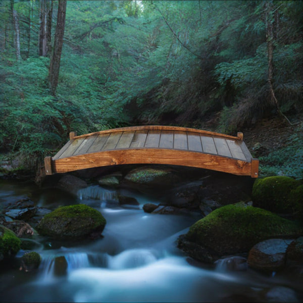 Japanese Zen Wood Garden Bridge 6 ft. - SamsGazebos Handcrafted Garden Structures