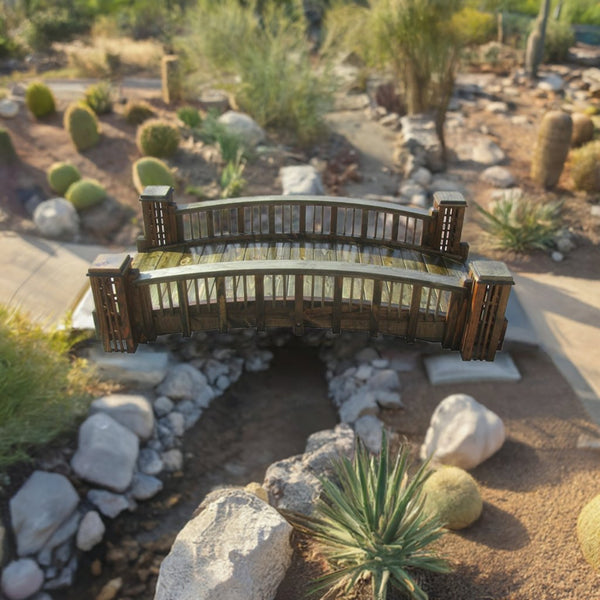 Garden Bridge with 4 Trellis Posts 7 ft. - SamsGazebos Handcrafted Garden Structures